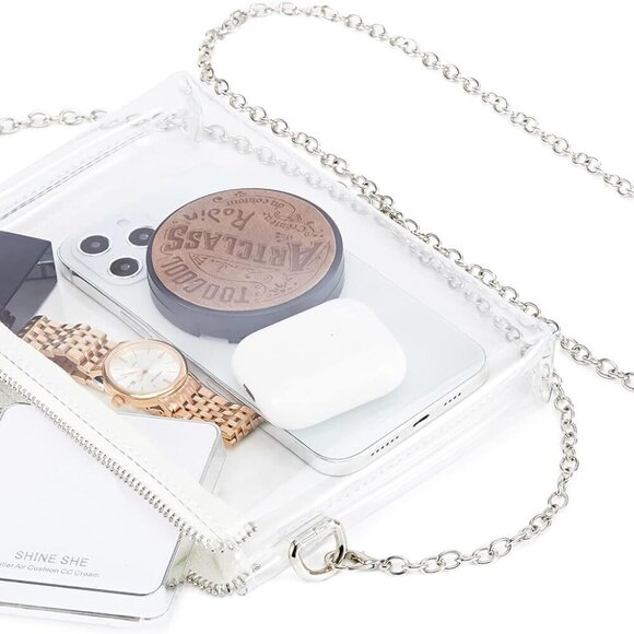 Clear PVC Small Crossbody Bag Stadium Approved Compact for Events - Picture 5 of 6